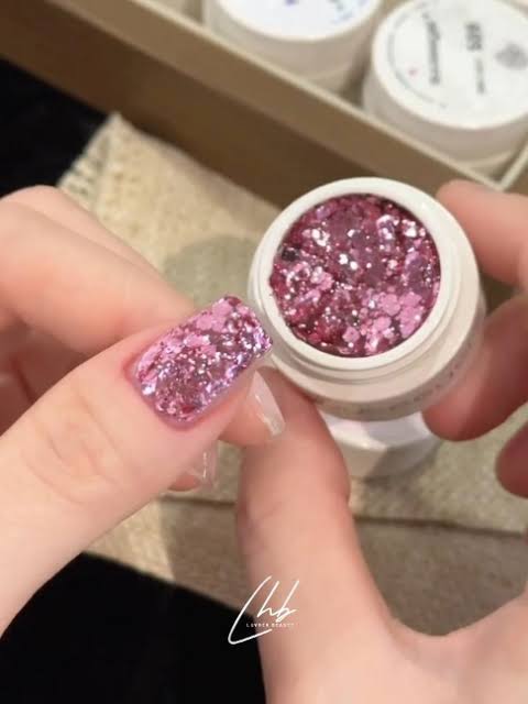 Nail art finished with lady glitter sparkles nail glitter